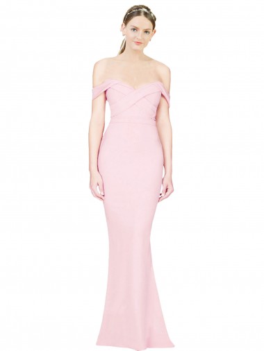 Vendeurs de Rose Trapèze Sans bretelle Crêpe Stretch Longue Formelles Robes demoiselle d'honneur / Robes de soirée / Robes de bal