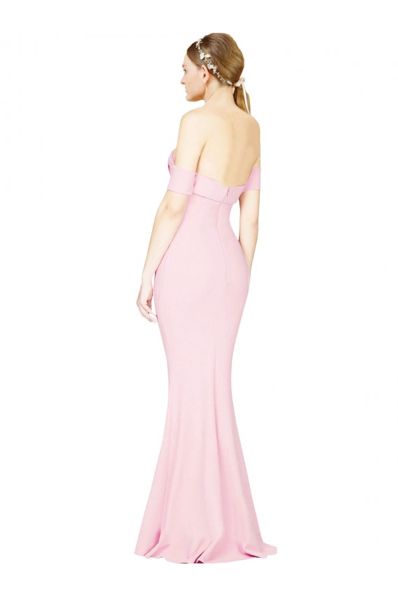 Vendeurs de Rose Trapèze Sans bretelle Crêpe Stretch Longue Formelles Robes demoiselle d'honneur / Robes de soirée / Robes de bal