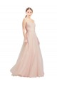 Vendeurs de Rose Trapèze Sans bretelle Tulle Longue Robes demoiselle d'honneur