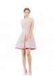 Vendeurs de Rose Trapèze Satiné Courte Robes demoiselle d'honneur / Robes de cocktail