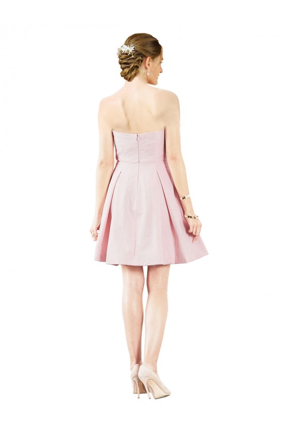 Vendeurs de Rose Trapèze Satiné Courte Robes demoiselle d'honneur / Robes de cocktail