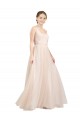 Vendeurs de Rose Trapèze Scoop Tulle Longue Robes demoiselle d'honneur