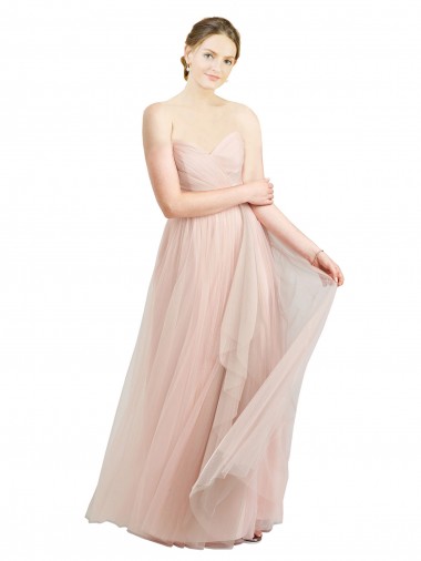 Vendeurs de Rose Trapèze Tulle Longue Robes demoiselle d'honneur