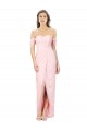 Vendeurs de Rose Trapèze Épaule Dénudée Sans bretelle Mousseline Longue Asymétrique Robes demoiselle d'honneur