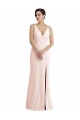 Vendeurs de Rose Trompette Col V Crêpe Stretch Longue Formelles Robes demoiselle d'honneur / Robes de soirée / Robes de bal