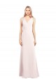 Vendeurs de Rose Trompette Col V Crêpe Stretch Longue Robes demoiselle d'honneur / Robes de bal