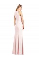 Vendeurs de Rose Trompette Col V Crêpe Stretch Longue Robes demoiselle d'honneur / Robes de bal
