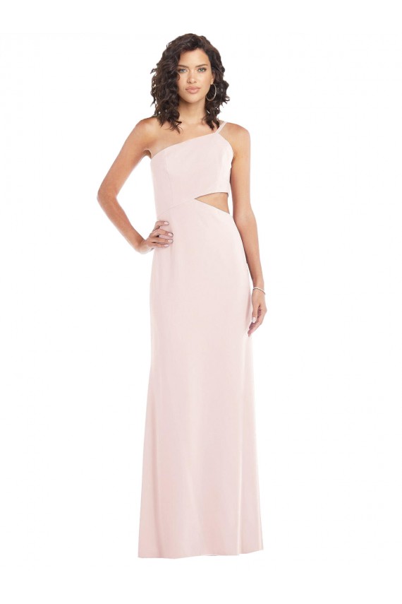 Vendeurs de Rose Trompette Crêpe Stretch Longue Formelles Robes demoiselle d'honneur / Robes de soirée / Robes de bal
