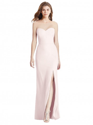 Vendeurs de Rose Trompette Sans bretelle Crêpe Stretch Longue Robes demoiselle d'honneur / Robes de bal