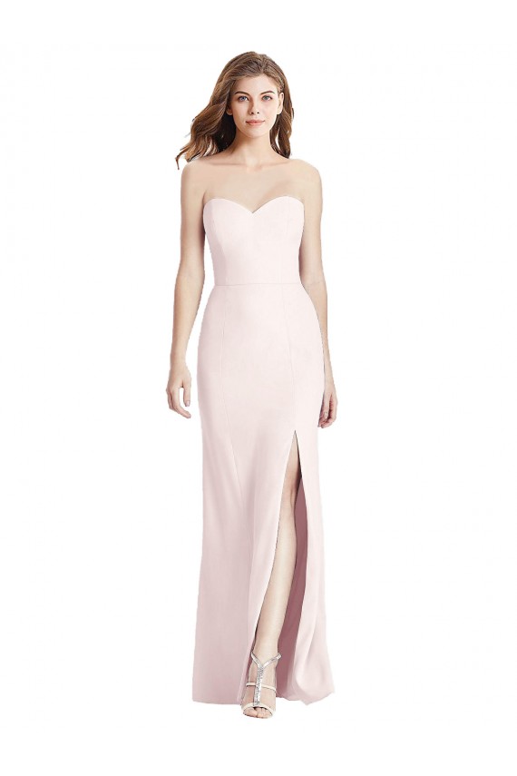 Vendeurs de Rose Trompette Sans bretelle Crêpe Stretch Longue Robes demoiselle d'honneur / Robes de bal