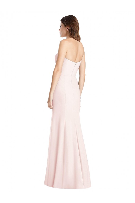Vendeurs de Rose Trompette Sans bretelle Crêpe Stretch Longue Robes demoiselle d'honneur / Robes de bal