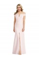 Vendeurs de Rose Trompette Épaule Dénudée Col V Crêpe Stretch Longue Formelles Robes demoiselle d'honneur / Robes de soirée / Robes de bal