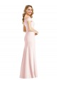 Vendeurs de Rose Trompette Épaule Dénudée Col V Crêpe Stretch Longue Formelles Robes demoiselle d'honneur / Robes de soirée / Robes de bal