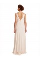 Vendeurs de Rose crème Trapèze Bateau Col Haut Mousseline Longue Robes demoiselle d'honneur