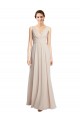 Vendeurs de Rose crème Trapèze Col V Mousseline Longue Robes demoiselle d'honneur