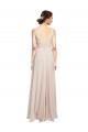 Vendeurs de Rose crème Trapèze Col V Mousseline Longue Robes demoiselle d'honneur