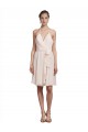 Vendeurs de Rose crème Trapèze Licou Col V Mousseline Courte Robes demoiselle d'honneur / Robes de cocktail