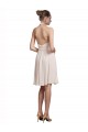 Vendeurs de Rose crème Trapèze Licou Col V Mousseline Courte Robes demoiselle d'honneur / Robes de cocktail