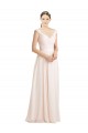 Vendeurs de Rose crème Trapèze Mousseline Dentelle Longue Robes demoiselle d'honneur