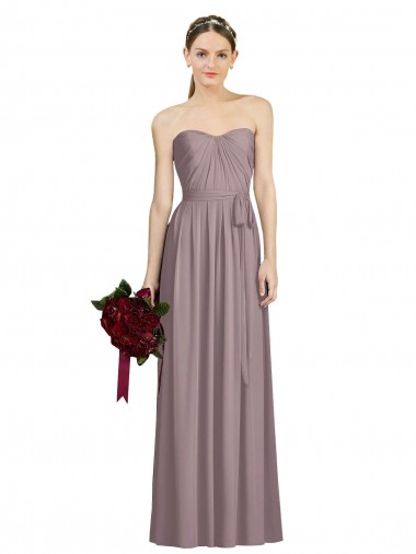 Vendeurs de Rose poudré Trapèze Mousseline Longue Robes demoiselle d'honneur