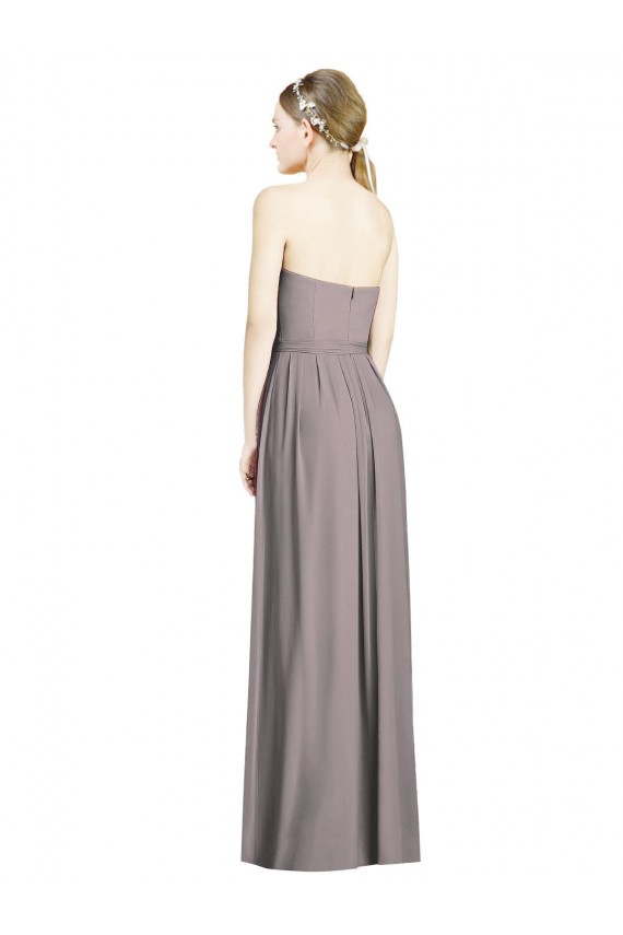 Vendeurs de Rose poudré Trapèze Mousseline Longue Robes demoiselle d'honneur