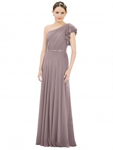 Vendeurs de Rose poudré Trapèze Mousseline Longue Robes demoiselle d'honneur