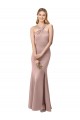 Vendeurs de Rose poussiéreux Fourreau Licou Col Haut Crêpe Stretch Longue Robes demoiselle d'honneur / Robes de bal