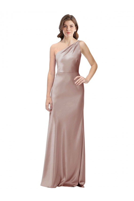 Vendeurs de Rose poussiéreux Fourreau Satiné Stretch Longue Formelles Robes demoiselle d'honneur / Robes de soirée / Robes de bal