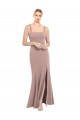 Vendeurs de Rose poussiéreux Sirène Col Carré Col Haut Crêpe Stretch Longue Robes demoiselle d'honneur / Robes de bal