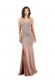 Vendeurs de Rose poussiéreux Sirène Col V Crêpe Stretch Longue Formelles Robes demoiselle d'honneur / Robes de soirée / Robes de bal