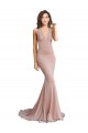Vendeurs de Rose poussiéreux Sirène Col V Spandex Longue Formelles Robes demoiselle d'honneur / Robes de soirée / Robes de bal