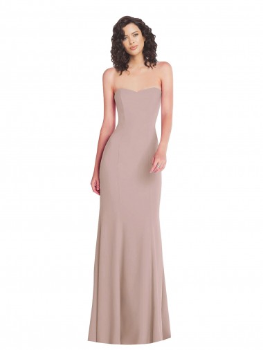 Vendeurs de Rose poussiéreux Sirène Sans bretelle Crêpe Stretch Longue Formelles Robes demoiselle d'honneur / Robes de soirée / Robes de bal