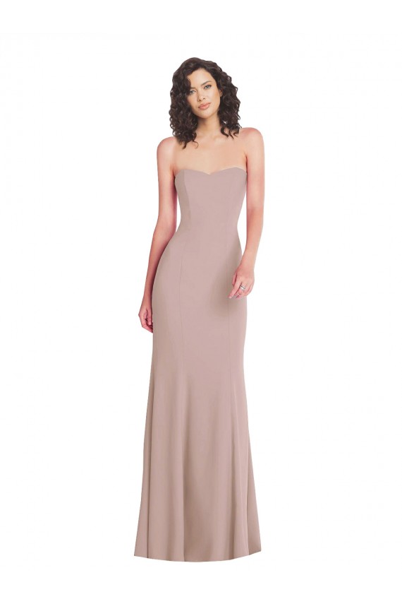 Vendeurs de Rose poussiéreux Sirène Sans bretelle Crêpe Stretch Longue Formelles Robes demoiselle d'honneur / Robes de soirée / Robes de bal