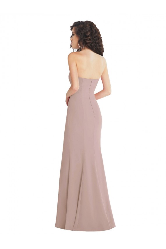 Vendeurs de Rose poussiéreux Sirène Sans bretelle Crêpe Stretch Longue Formelles Robes demoiselle d'honneur / Robes de soirée / Robes de bal