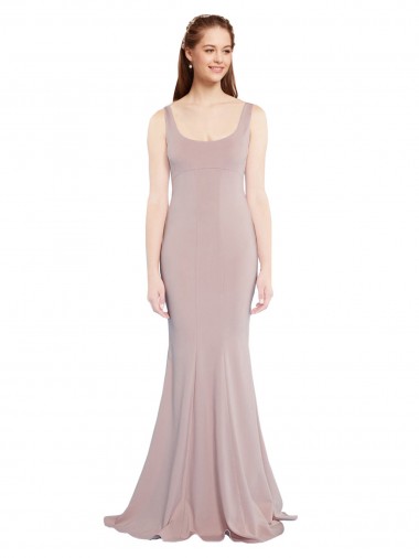 Vendeurs de Rose poussiéreux Sirène Scoop Crêpe Stretch Longue Formelles Robes demoiselle d'honneur / Robes de soirée / Robes de bal