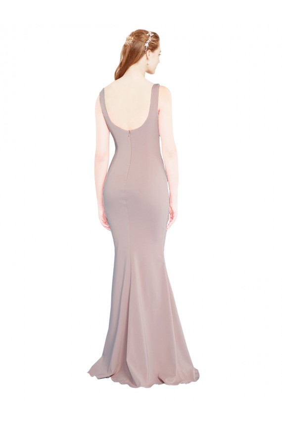 Vendeurs de Rose poussiéreux Sirène Scoop Crêpe Stretch Longue Formelles Robes demoiselle d'honneur / Robes de soirée / Robes de bal