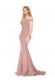Vendeurs de Rose poussiéreux Sirène Épaule Dénudée Balayage train Crêpe Stretch Longue Formelles Robes demoiselle d'honneur / Robes de soirée / Robes de bal