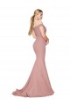 Vendeurs de Rose poussiéreux Sirène Épaule Dénudée Balayage train Crêpe Stretch Longue Formelles Robes demoiselle d'honneur / Robes de soirée / Robes de bal