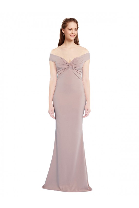 Vendeurs de Rose poussiéreux Sirène Épaule Dénudée Col V Crêpe Stretch Longue Formelles Robes demoiselle d'honneur / Robes de soirée / Robes de bal