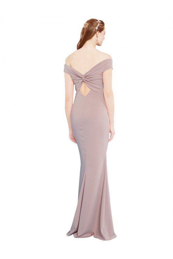 Vendeurs de Rose poussiéreux Sirène Épaule Dénudée Col V Crêpe Stretch Longue Formelles Robes demoiselle d'honneur / Robes de soirée / Robes de bal