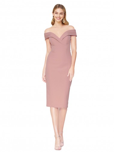 Vendeurs de Rose poussiéreux Sirène Épaule Dénudée Crêpe Stretch Courte Robes demoiselle d'honneur / Robes de soirée / Robes de cocktail