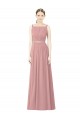 Vendeurs de Rose poussiéreux Trapèze Col Haut Mousseline Longue Robes demoiselle d'honneur