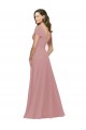 Vendeurs de Rose poussiéreux Trapèze Col V Mousseline Longue Robes demoiselle d'honneur