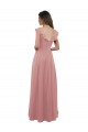 Vendeurs de Rose poussiéreux Trapèze Col V Mousseline Longue Robes demoiselle d'honneur