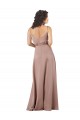 Vendeurs de Rose poussiéreux Trapèze Col V Satiné Soyeux Longue Formelles Robes demoiselle d'honneur / Robes de soirée