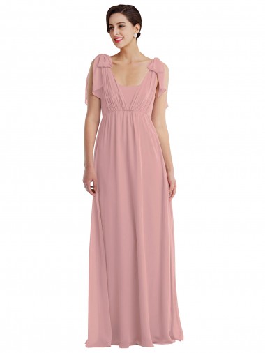 Vendeurs de Rose poussiéreux Trapèze Licou Mousseline Longue Robes demoiselle d'honneur