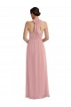 Vendeurs de Rose poussiéreux Trapèze Licou Mousseline Longue Robes demoiselle d'honneur