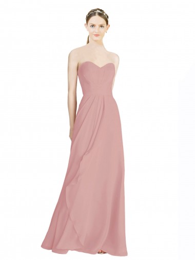 Vendeurs de Rose poussiéreux Trapèze Mousseline Longue Robes demoiselle d'honneur
