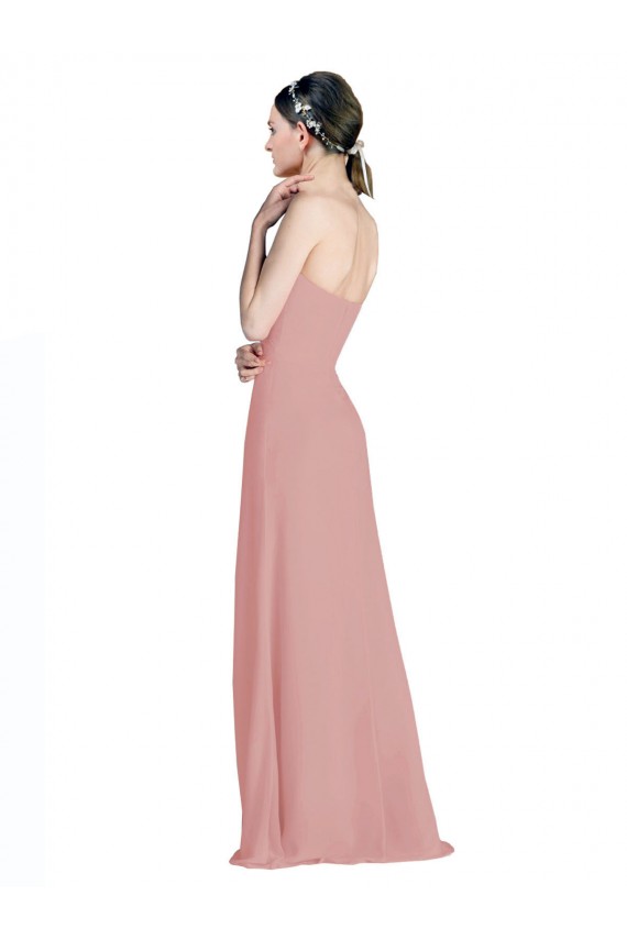 Vendeurs de Rose poussiéreux Trapèze Mousseline Longue Robes demoiselle d'honneur