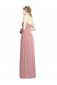 Vendeurs de Rose poussiéreux Trapèze Sans bretelle Mousseline Longue Formelles Robes demoiselle d'honneur / Robes de soirée